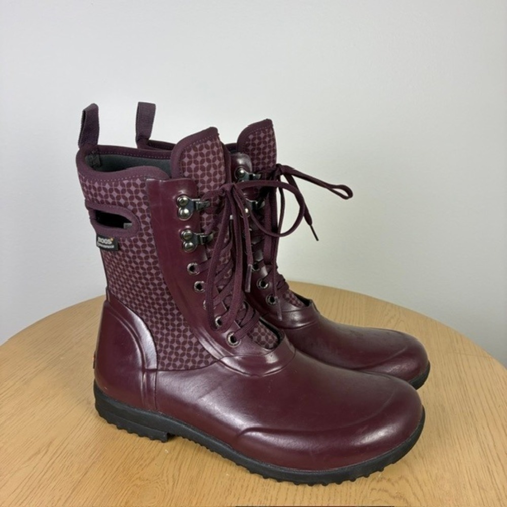 Bogs Sidney Cravat Waterproof Rain Boots Burgundy Womens 9 Fall Gorpcore Winter